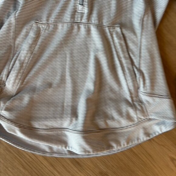 Athleta Heavenly Hail gray white Striped Half Zip active pullover Hoodie Small - Picture 4 of 11